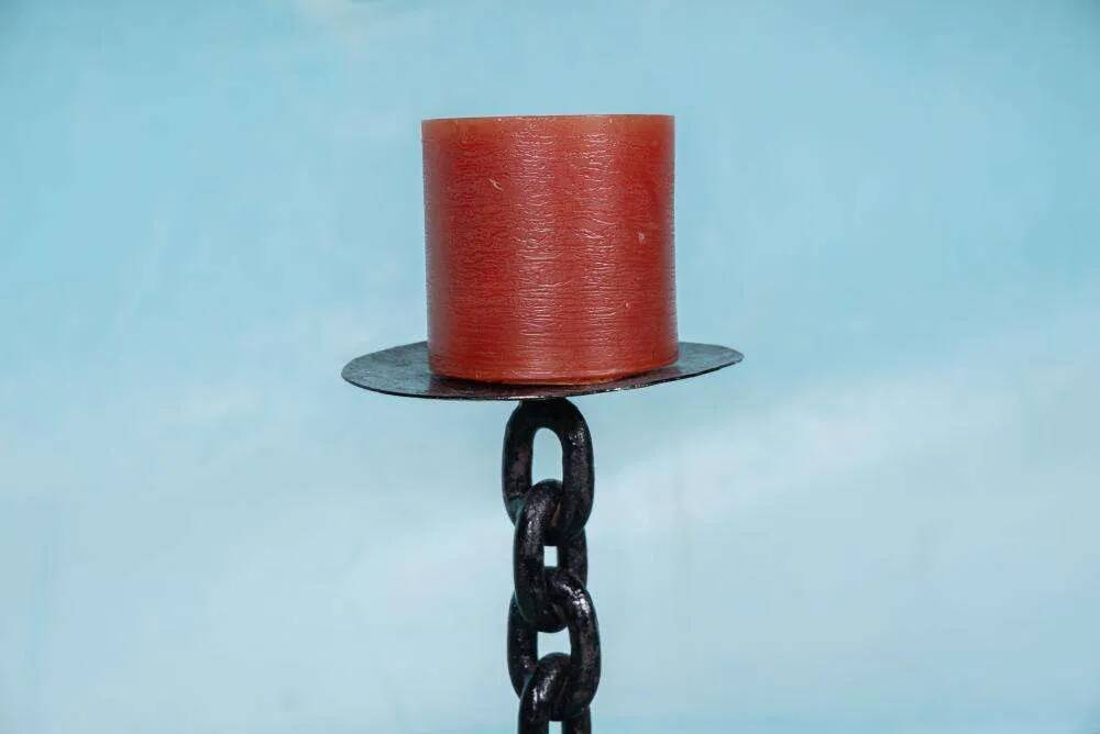 Brutalist metal candlestick, minimalist iron candlestick.