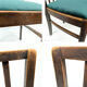 Lot de 4 chaises vintage bois brun, assise verte, style années 50