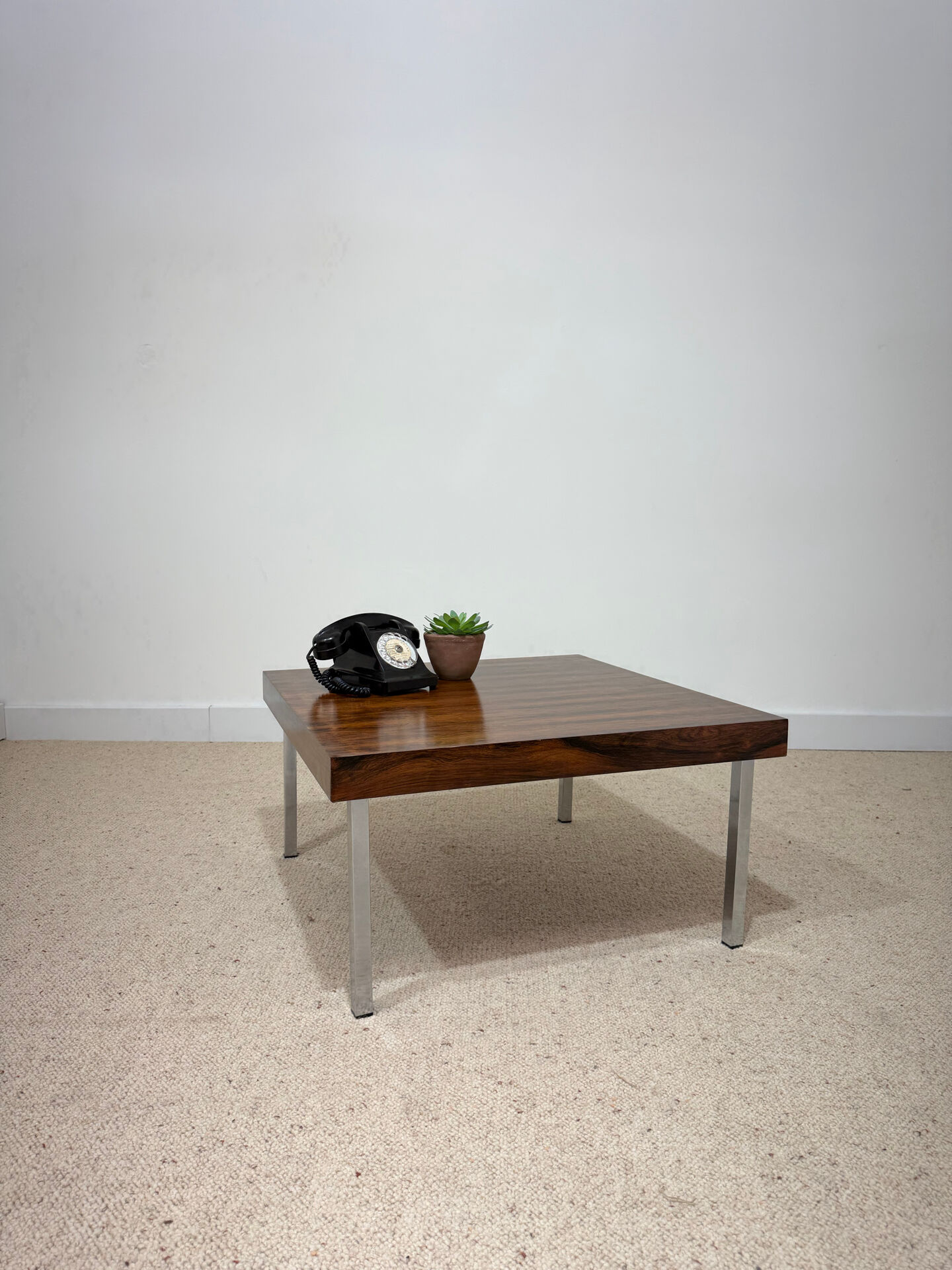Vintage coffee table in rosewood and chrome steel – 1970s