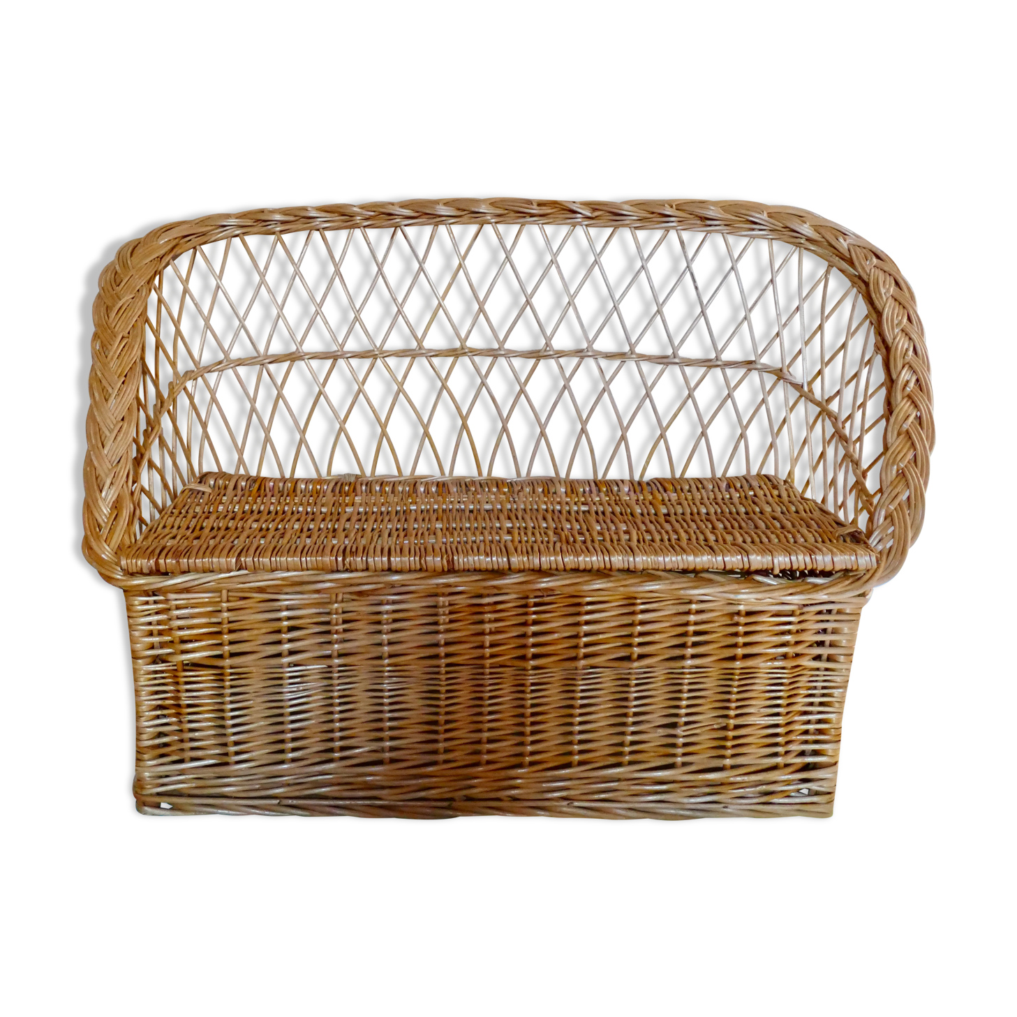 Banquette - coffre en rotin