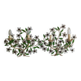 Pair of Italian Florentine wall sconces in tin and glass.
