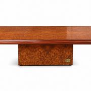 Vintage coffee table in elm burl signed Jean-Claude Mahey, 1970s.