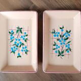 duo of vintage blue flower ceramic bowls