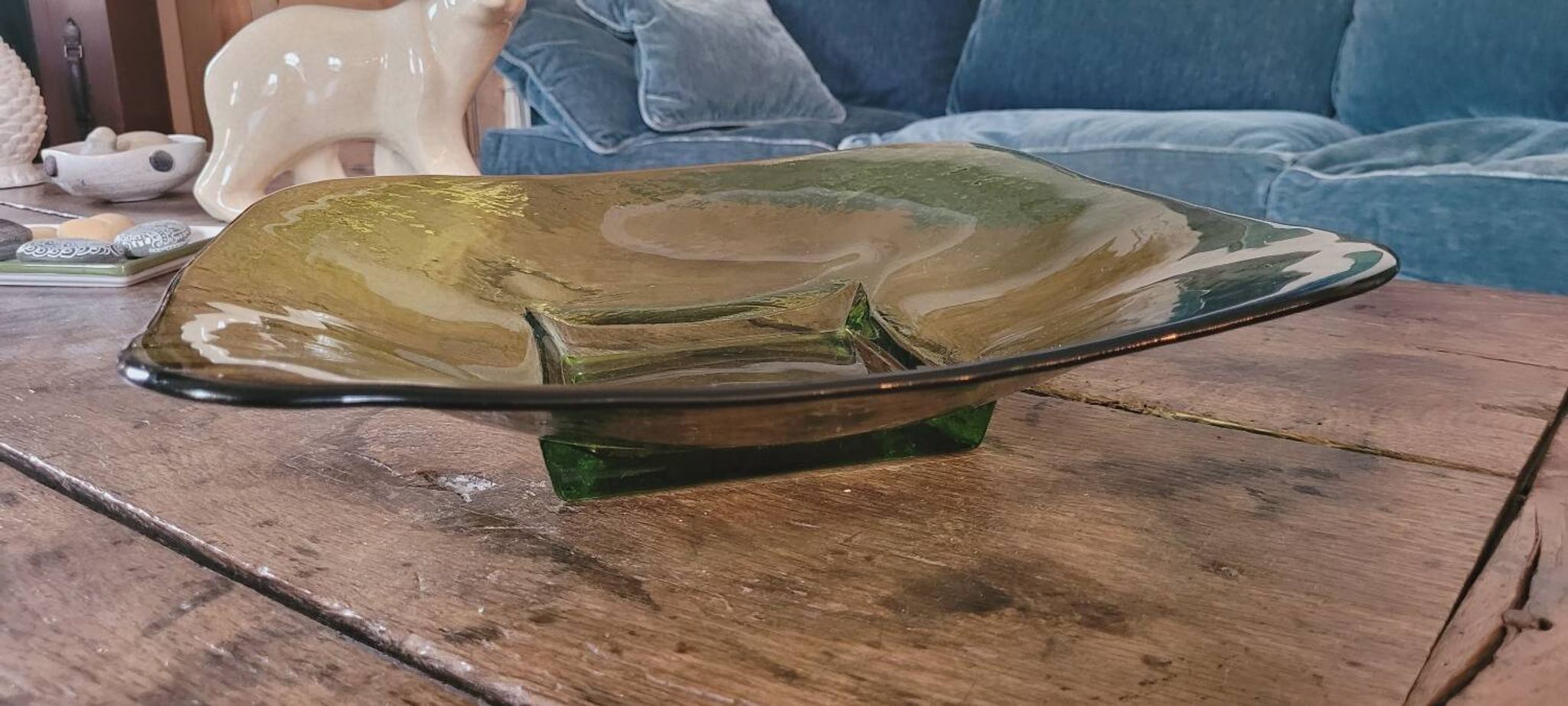 Plat , coupe en verre 80's