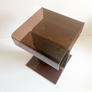 Side table or bedside table, smoked Altuglas, Michel Dumas, 1970s.