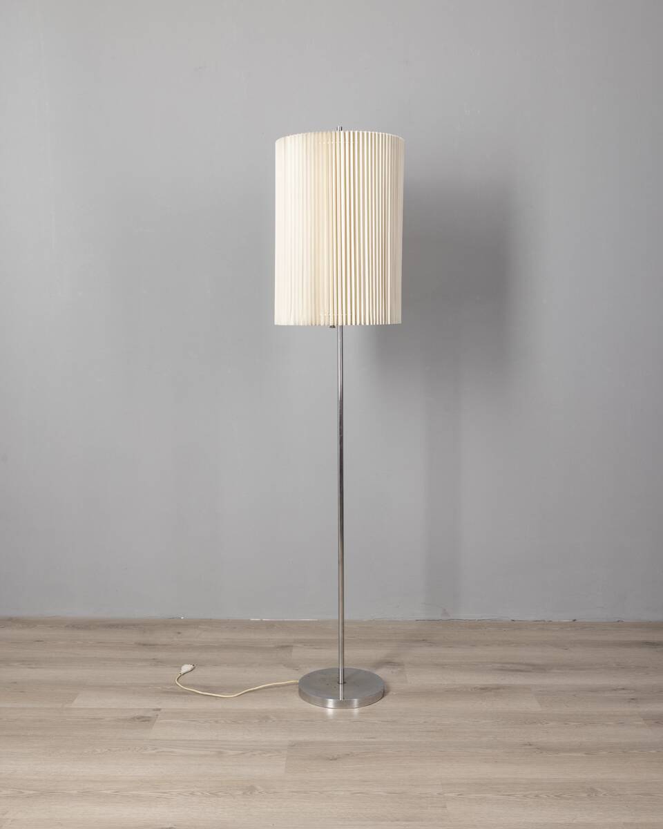 Vintage 1960s floor lamp in metal and pleated shade Italian design