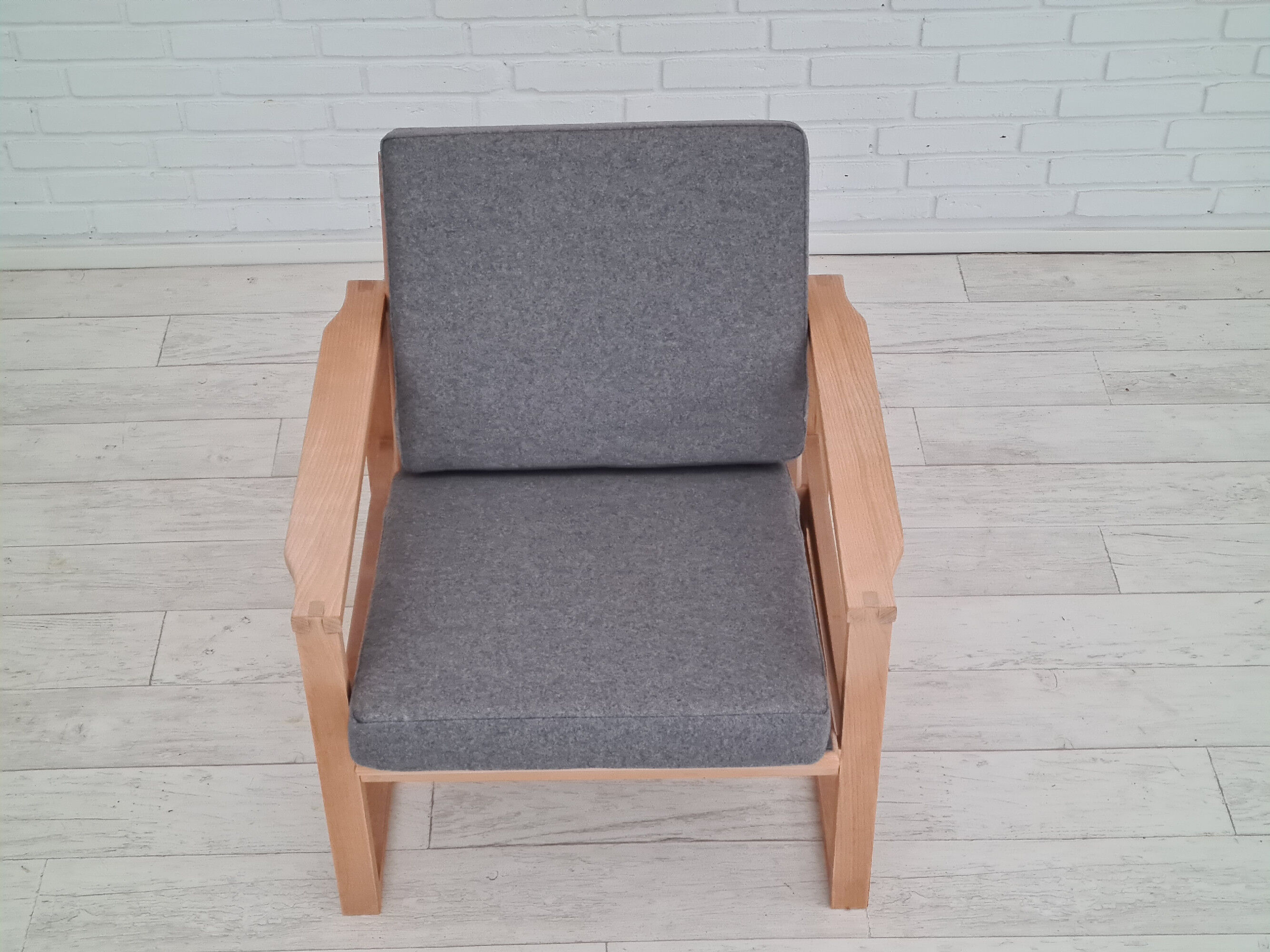 1970s, danish armchair, reupholstered, furniture wool, beech wood