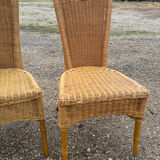 3 rattan and bamboo chairs