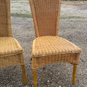 3 rattan and bamboo chairs