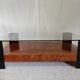 Table basse en placage de loupe d'orme circa 1980