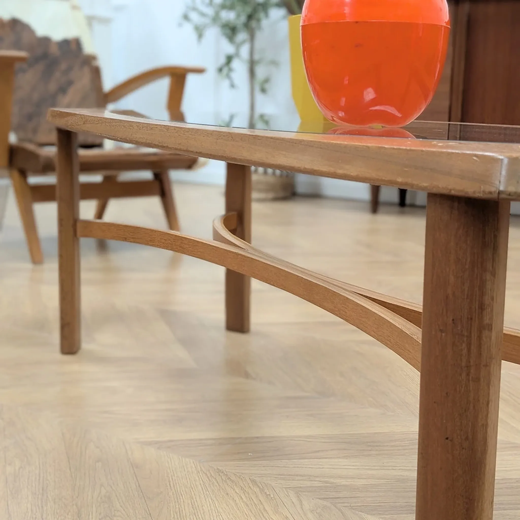 Vintage Nathan coffee table in teak and glass, 1960s.