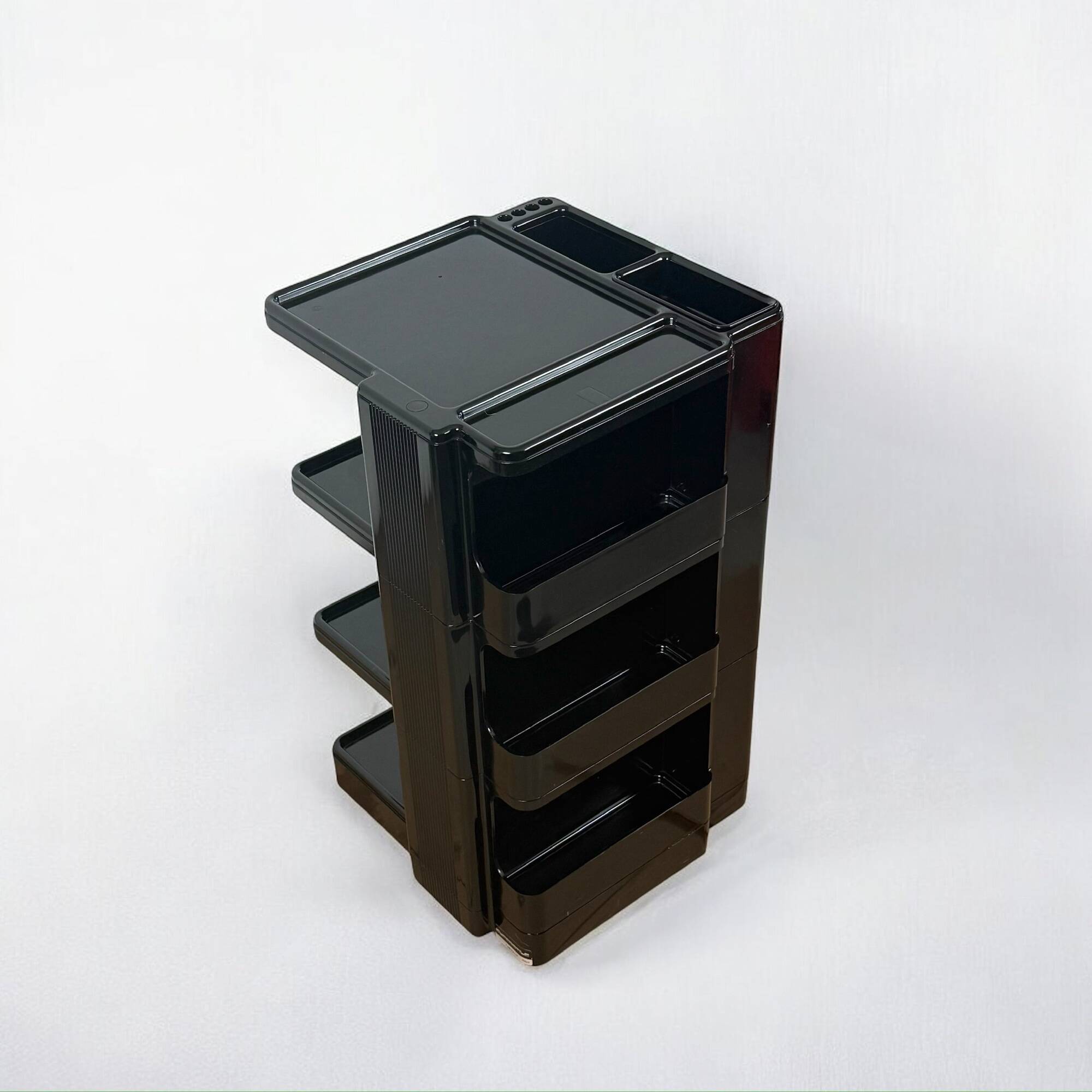 Neolt Superstile Trolley Tall 1970s Italian Design in Glossy Black