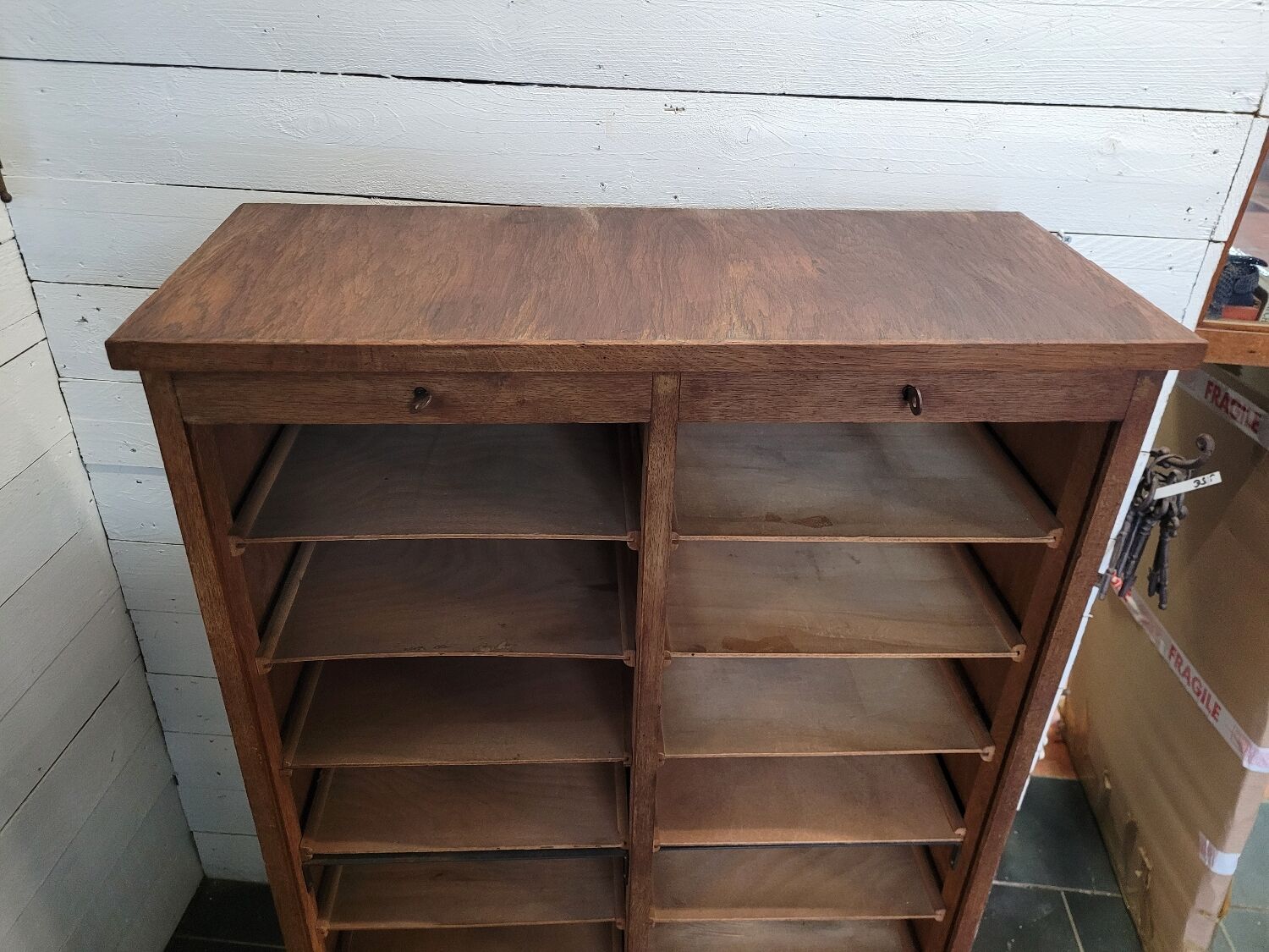 Double oak curtain file cabinet