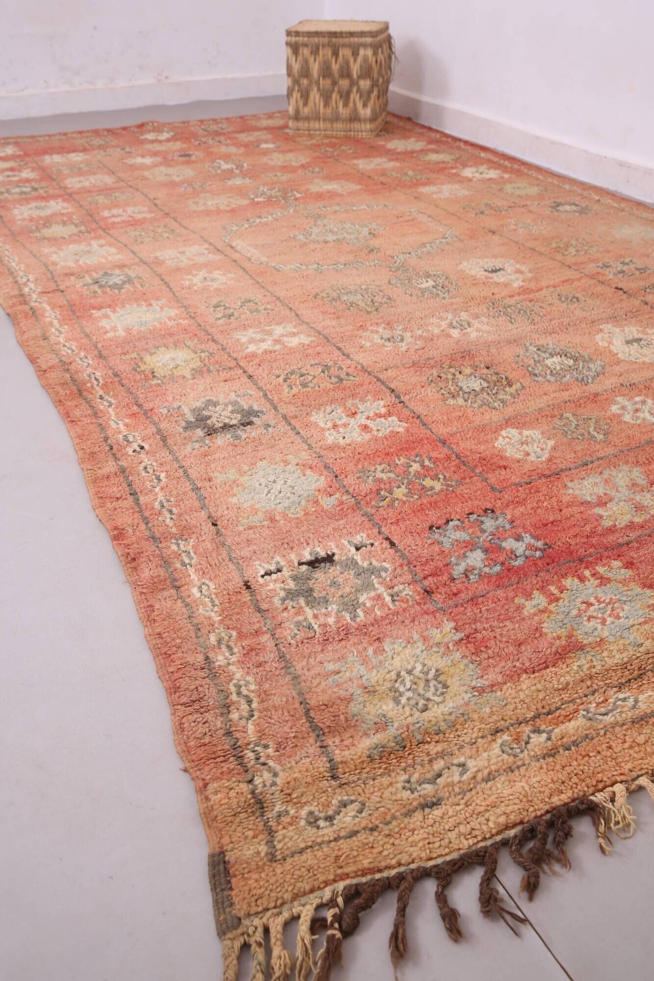 Terracotta Vintage Moroccan Rug 206 x 370 cm - Berber Wool Rug Handmade