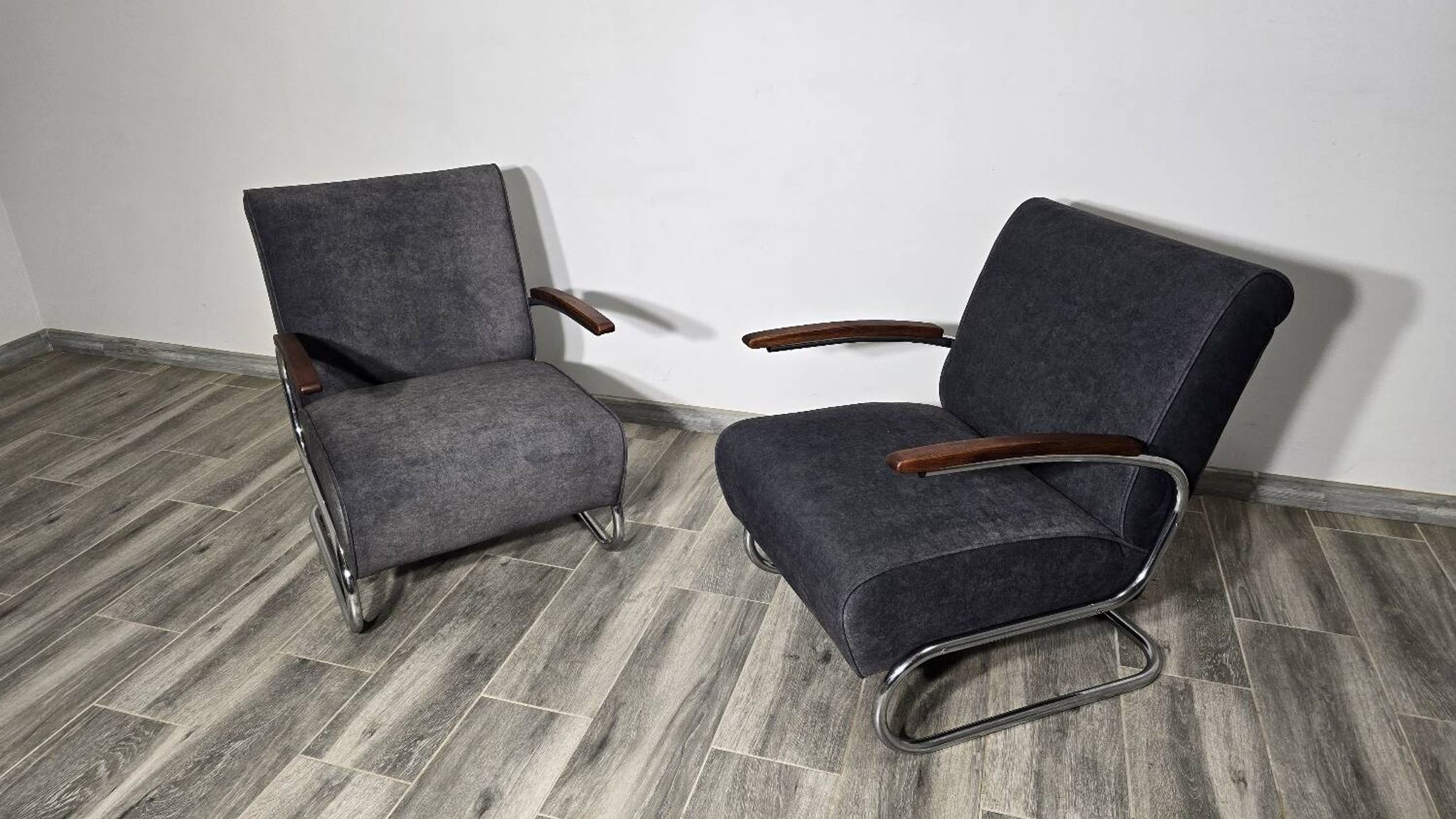 Bauhaus Chrome Armchairs S411 by Willem Hendrik Gispen for Mücke Melder