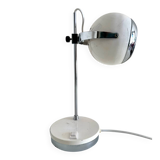 Italian adjustable eyeball lamp in chrome and opaline, 1970s.