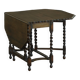 Antique baroque dining table in oak, with folding legs and drop leaves, featuring spiral "barley twist" legs, from the 1920s.