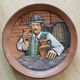 Vintage Embossed Clay Plate: Man Drinking, Retro Wall Decor