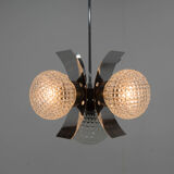 Mid-Century Chrome & Glass Chandelier, Czechoslovakia, 1970s