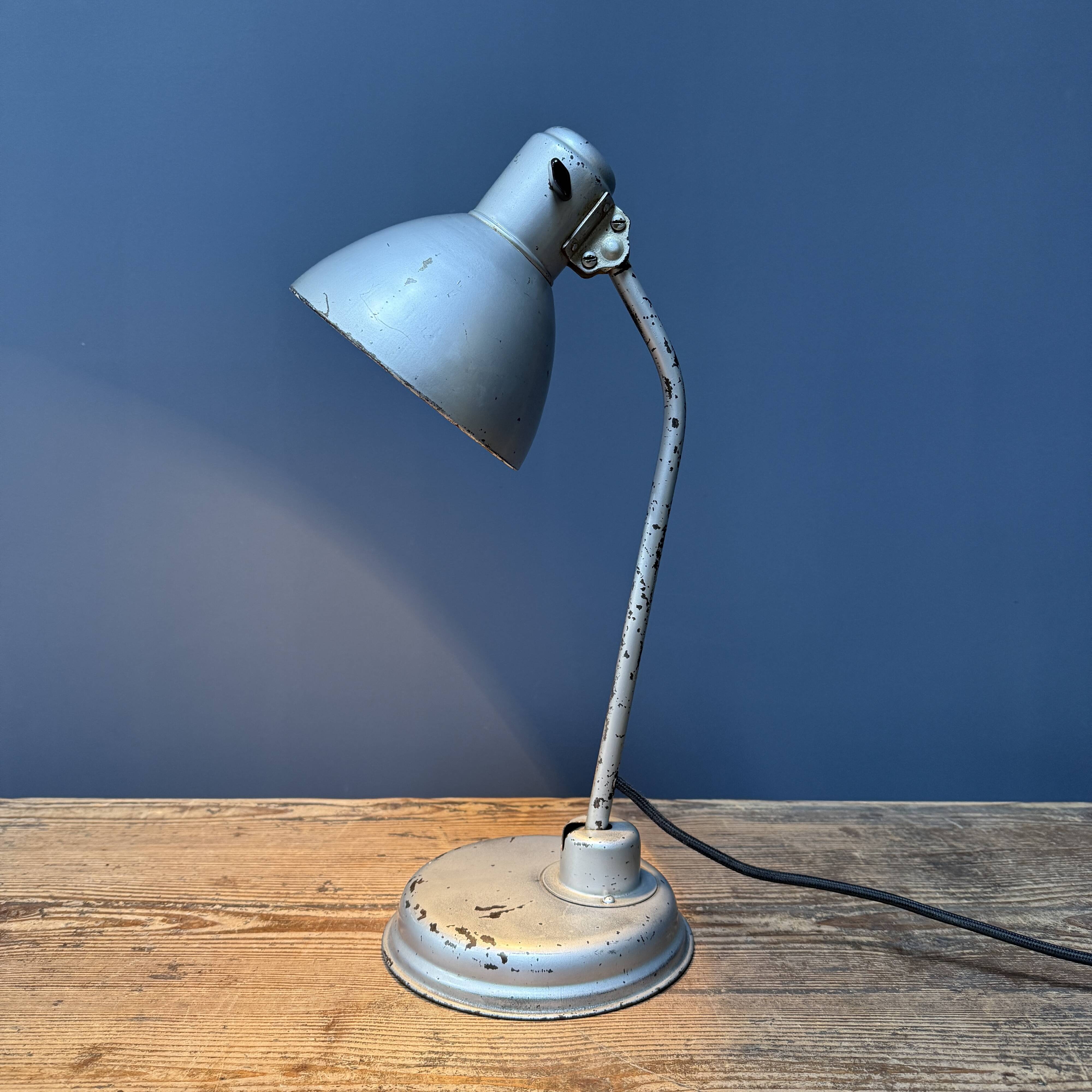 Silver-grey Bauhaus desk lamp