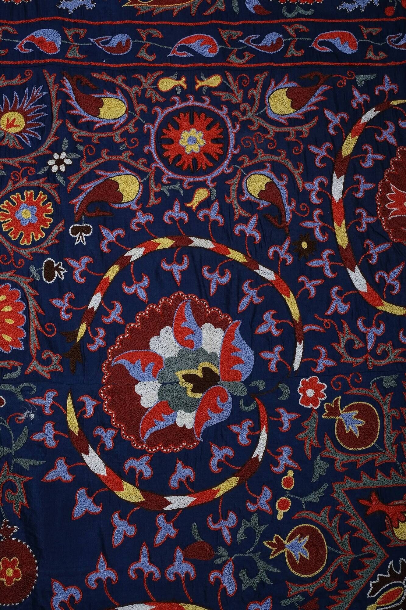 Vintage hand-embroidered tribal tapestry 245x303 cm