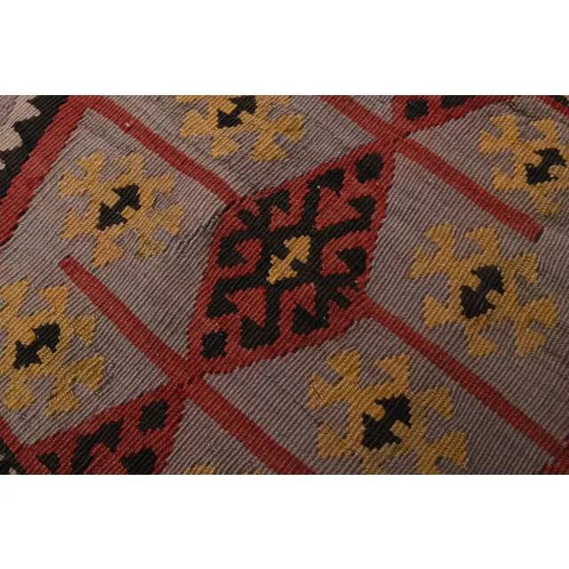 1970s Vintage Turkish Oushak Handmade Wool Cotton Red Runner Rug 70x354
