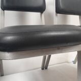 pair of vintage design chair 1960 aluminium skai black
