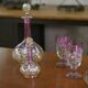 Ensemble carafes et verres en verre soufflé rose 1950’s