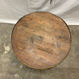 Ancien guéridon, brutaliste en bois tourné