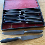 12 knives melted steel ebony handle