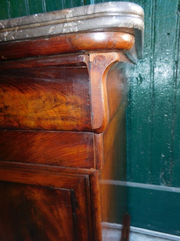 Chest of drawers bahut louis philippe in mahogany gray marble of the nineteenth century