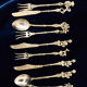 Set 11 of old cutlery with silver metal desert