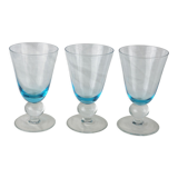 Set de 3 verre à vin des 70s à fumure bleue