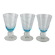 Set of 3 wine glass of the 70s with blue manure