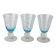 Set of 3 wine glass of the 70s with blue manure