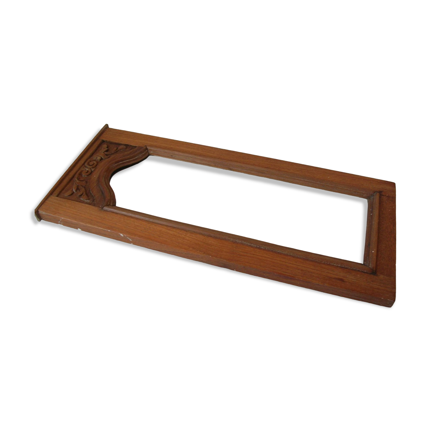 Antique mirror in beveled glass with carved wooden frame, 58 cm, retro decor