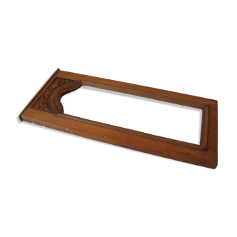 Old mirror in beveled glass carved wooden frame 58 cm retro decoration