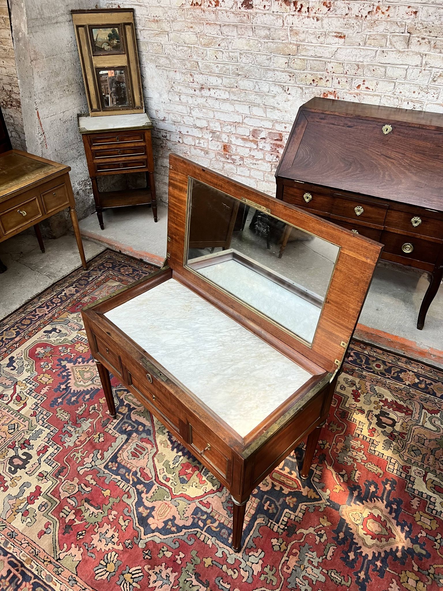 Men's dressing table in mahogany stamped period Louis XVI XVIII th century
