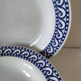 Set of 4 vintage navy blue soup plates