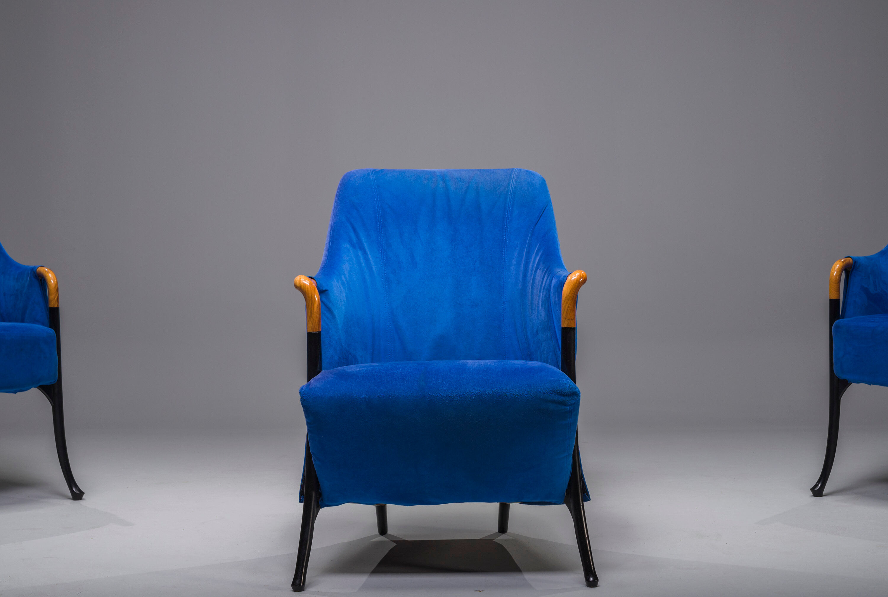 Italian alcantara project Armchairs by Umberto Asnago for Giorgetti/Progetti, 1980s