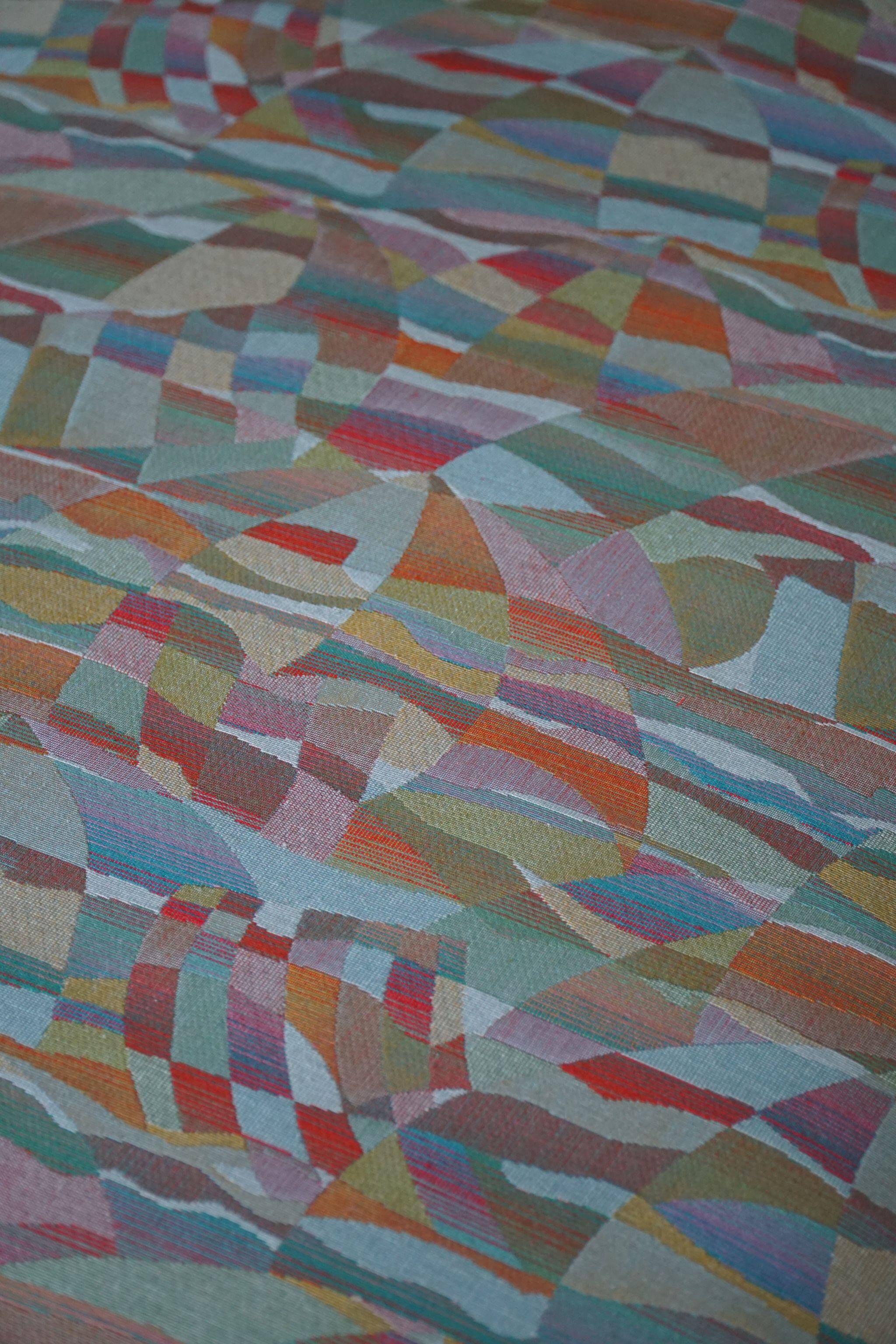 Art Deco bench, reupholstered in vintage fabric, Danish cabinetmaker, 1940s.