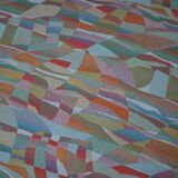 Art Deco bench, reupholstered in vintage fabric, Danish cabinetmaker, 1940s.