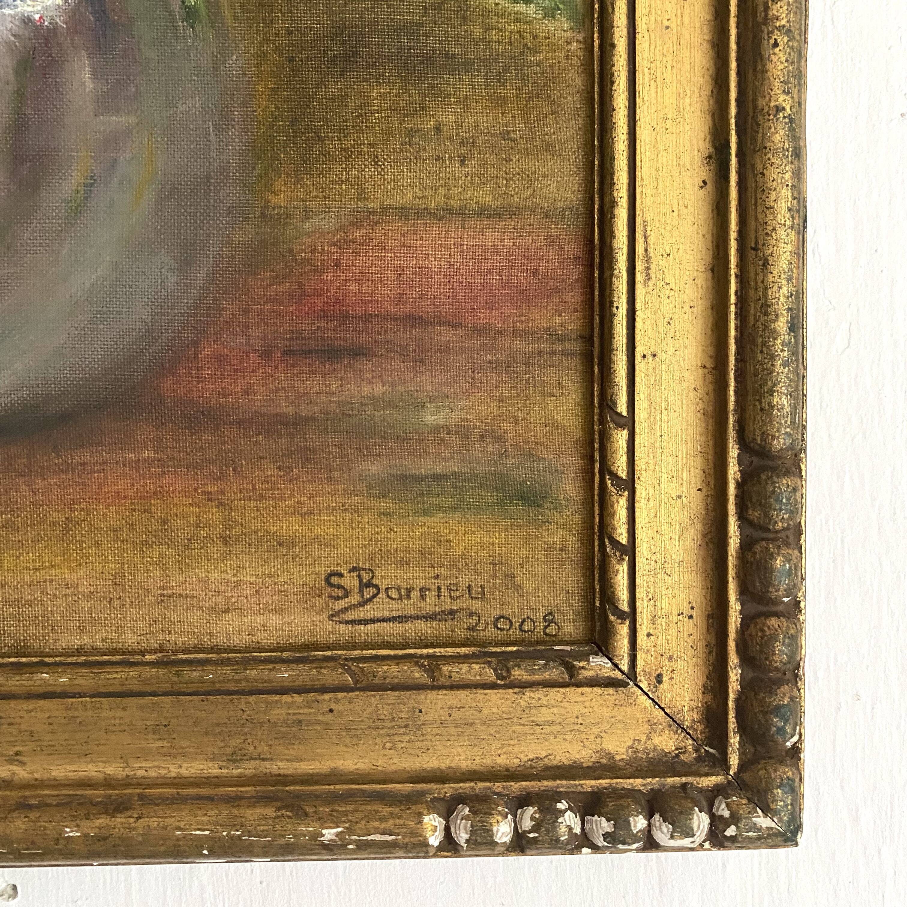 Painting, framed peony canvas