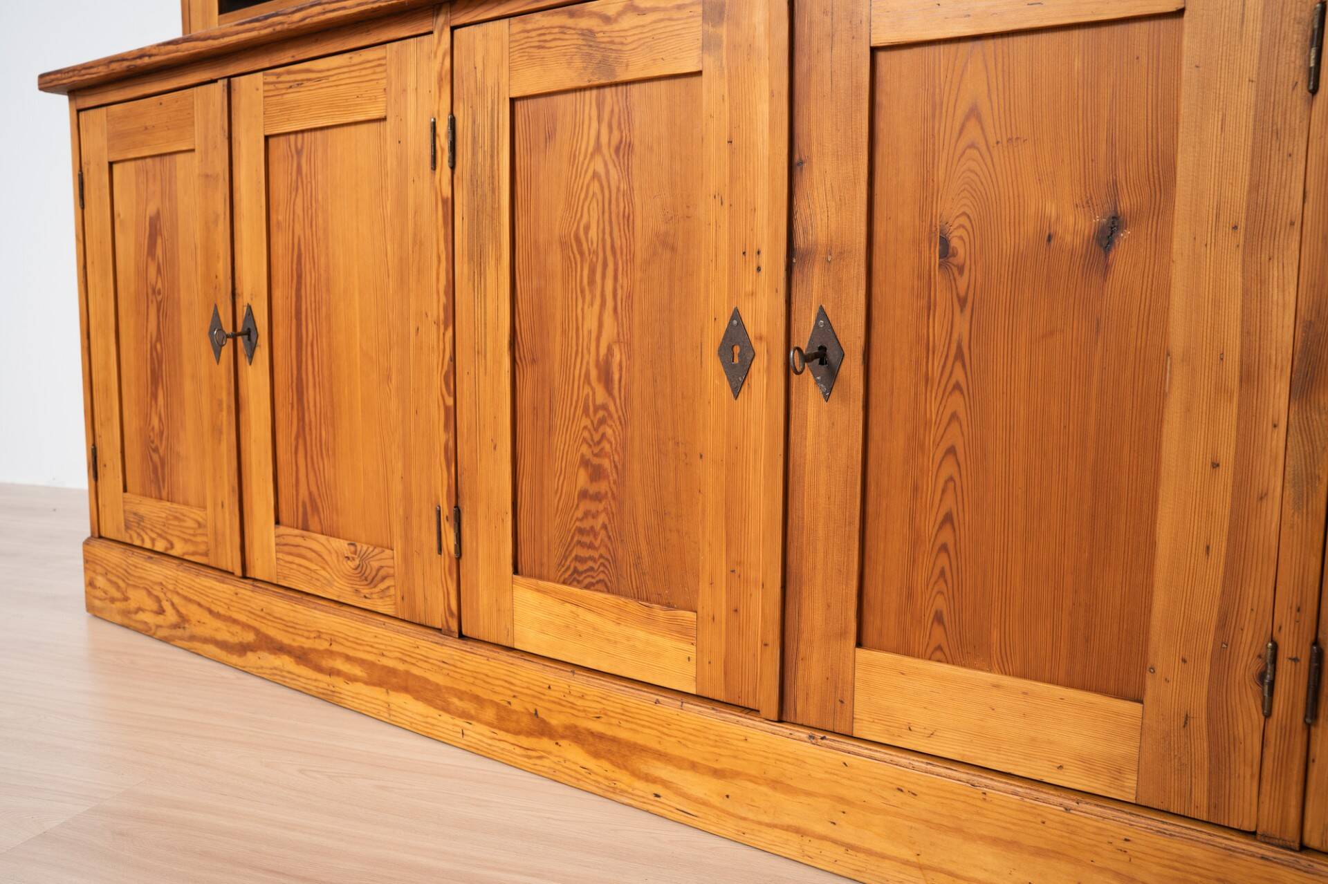 Monumental Pine School Library Bookcase from Warsaw, Poland, 1920s