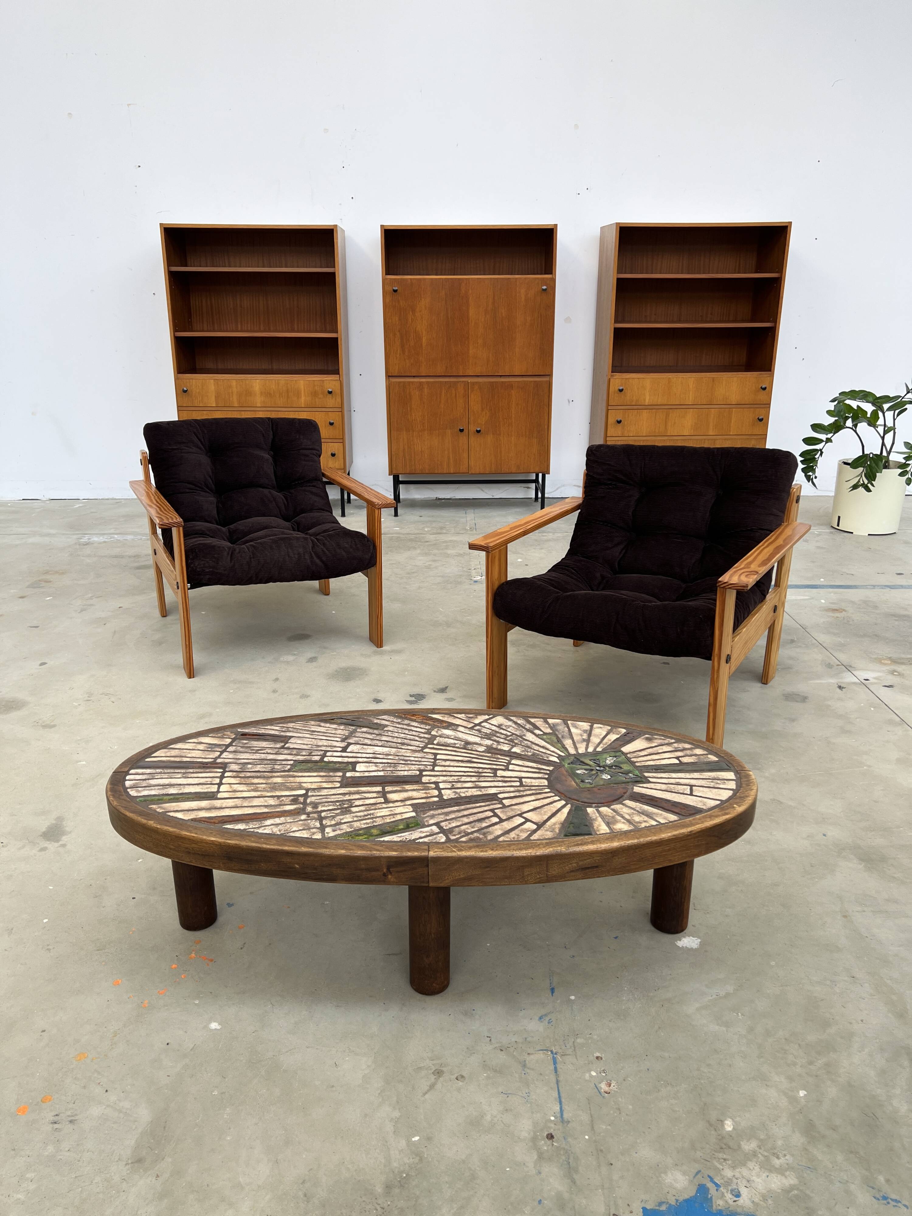 Vallauris oval ceramic coffee table