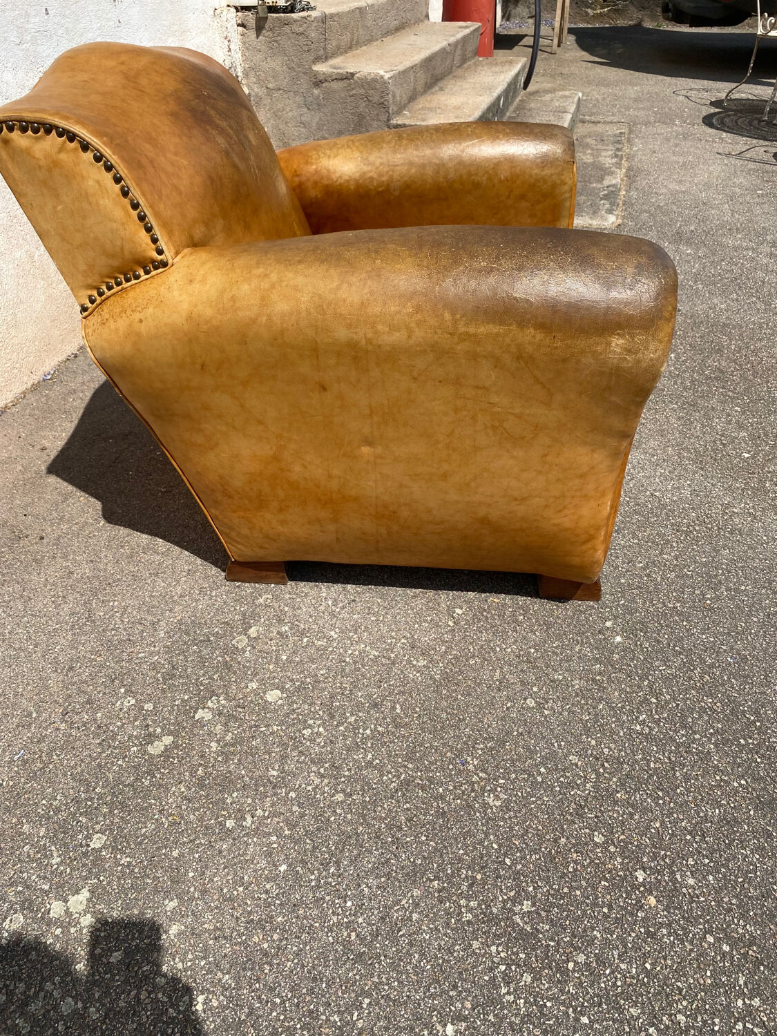 Fauteuil club cuir havane vintage