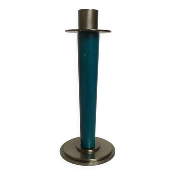 Duck blue candle holder wood metal