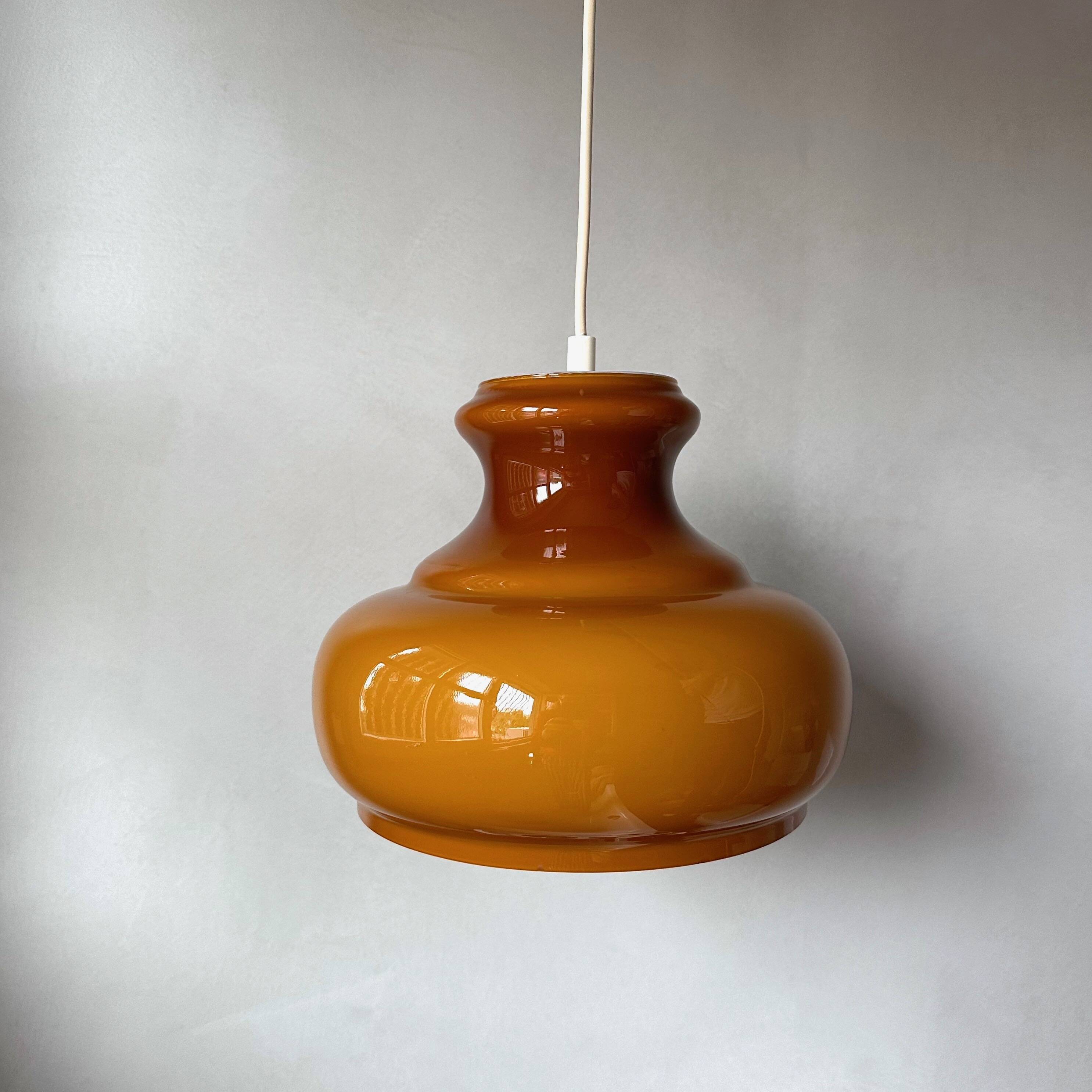 Vintage hanging lamp brown, pendant light, 70's interior