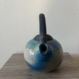 Handcrafted blue raku ceramic teapot – high handle Japanese design