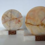 Pair of marble and onyx bookends, geometric design, Art Deco style.